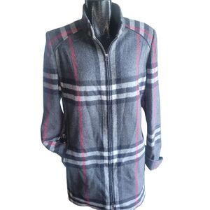 Bianca Nygard Plaid Zip-Up Wool Blend Mid-length Jacket 8